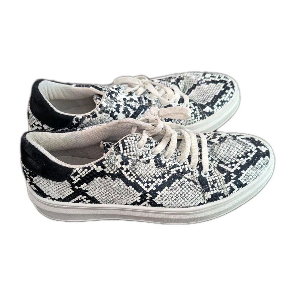 TOPSHOP CUBA LACE‎ UP TRAINER SNAKE WOMEN’S SNEAKER SIZE 7 MADE IN ITALY